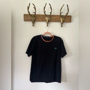 Fred Perry Black Tee with Colorful Collar